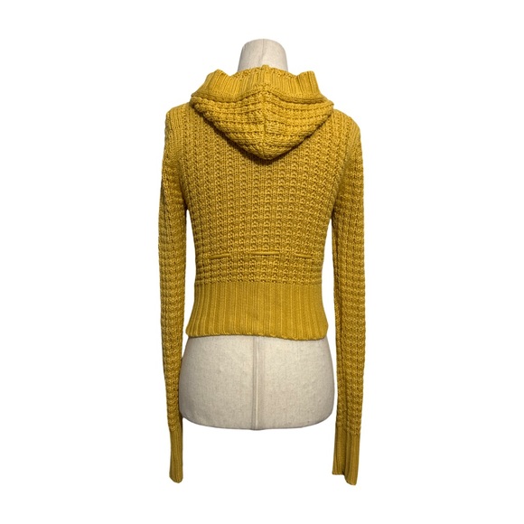 H&M • Cropped Knit Hooded Button Cardigan Yellow 34 XS ASO Luna Lovegood - Picture 4 of 9
